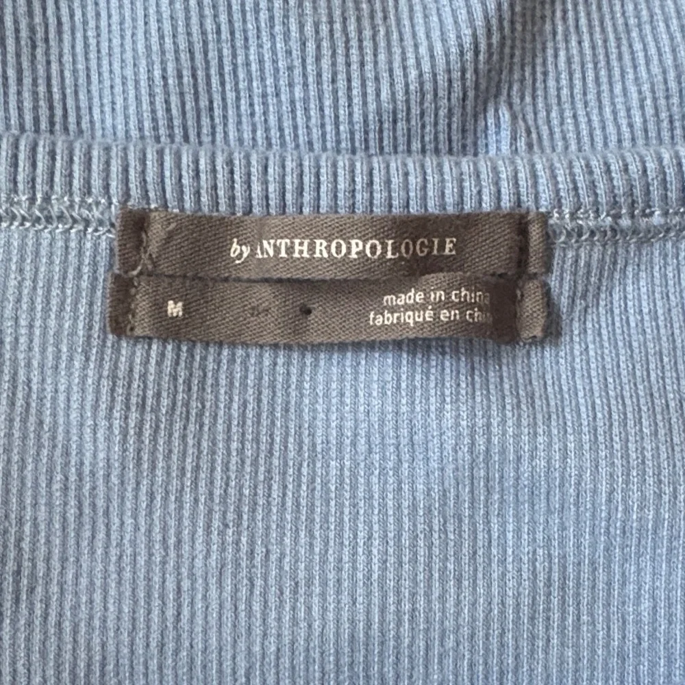 Anthropologie Cut-Out Top Long-Sleeve Ribbed Women’s Medium Blue